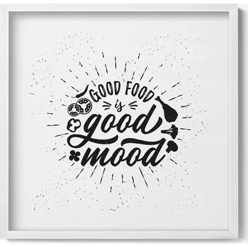 Obraz Elegantní obraz do obýváku Good food is good mood - nápis do kuchyně 50x50 cm