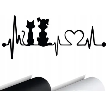 Samolepicí dekorace na vozidlo SAMOLEPKA na auto PULS ŽIVOTA ZVÍŘATA Pes Kočka 15x6,5