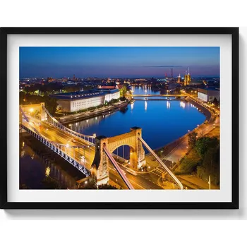 Obraz Dekorativní nástěnný obraz v rámu s grafikou loft Město v noci Vratislav 80x60 cm