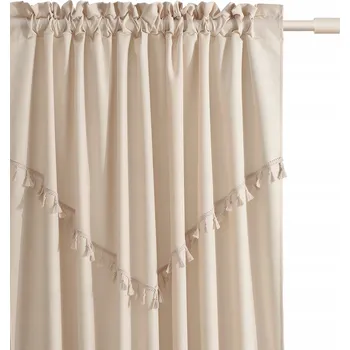 Obraz Hotové Závěsy hotové do obýváku na pásce s žabkami a tunelem Room99 Chloe 140x260 krémové