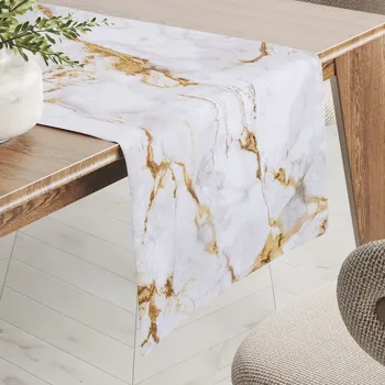 ubrus Dekorační běhoun na stůl PM-065 Hnědo-béžový mramor 20x140 cm