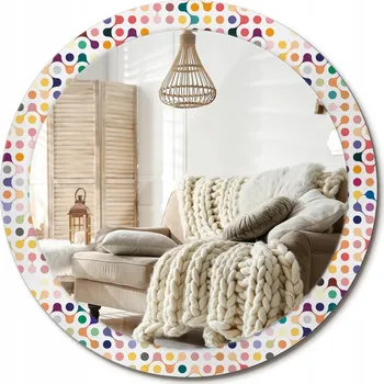 Zrcadlo Moderní dekorativní kulaté zrcadlo s potiskem Pop art puntíky průměr 90 cm