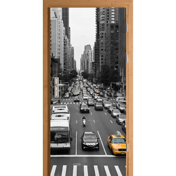 Fototapeta SAMOLEPKA NA DVEŘE FÓLIE TAXI York Žlutá DEKORATIVNÍ