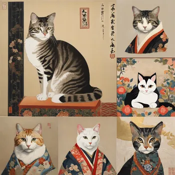 Sada podtácků pod hrnek s kočkami 6 ks NIHONGA | Podložky pod hrnky s kočkami