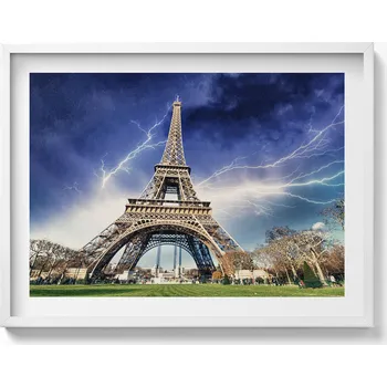 Obraz Dekorativní nástěnný obraz do pokoje Eiffelova věž, blesky a bouřka 80x60 cm