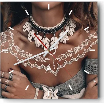 Hodiny Velké nástěnné hodiny 40x40 cm - Akt těla - Skleněné tiché hodiny