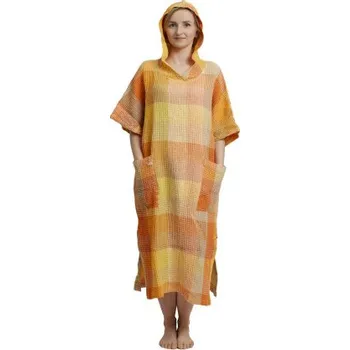 Pončo žluté lněně bavlněné, S