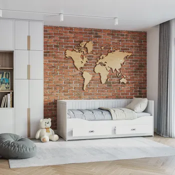 Postel Skládací postel s dekorem dřeva AJKmeble 80x200 bílá