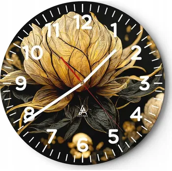 Hodiny Velké nástěnné hodiny 40x40 Květina Skleněné hodiny Kulatý Tiché
