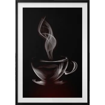Obraz Závěsný obraz rámeček černé barvy Abstraktní šálek kávy 70x100 cm