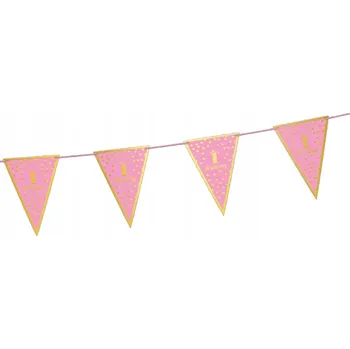 BANNER ROCEK 1. NAROZENINY GIRLANDA RŮŽOVO-ZLATÁ