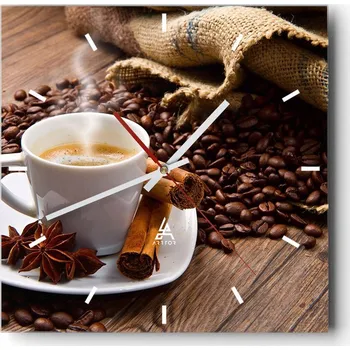 Hodiny Nástěnné hodiny do kuchyně 30x30 Gastronomie Stylové hodiny na skle Loft Tiché