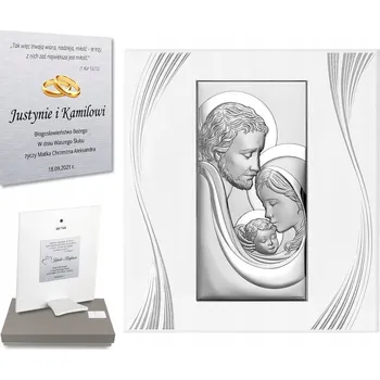 Obraz STŘÍBRNÝ OBRAZ SVATÉ RODINY SVATBA JUBILEUM LUX