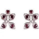 stříbrné náušnice s českým granátem - lístek (6371507) povrchová úprava: rhodiované