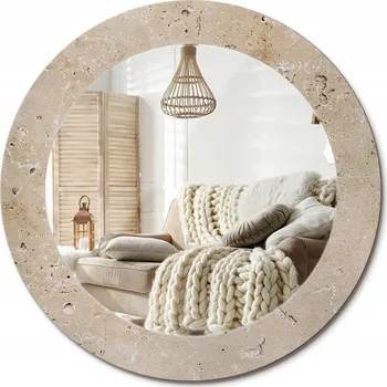 Zrcadlo Zrcadlo s potiskem do koupelny ložnice obývacího pokoje fi 60 cm Imitace kamene