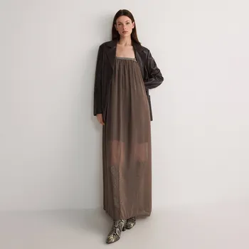 Dámské šaty Reserved - Maxi šaty - pudrově hnědá - 567DG-98X - 567DG-98X-M