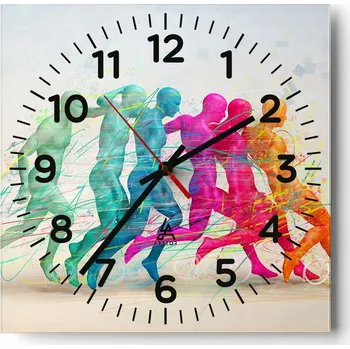 Hodiny Kuchyňské nástěnné hodiny 30x30 Abstrakce Skleněné hodiny do obýváku Moderní Tiché
