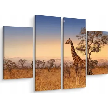 Obraz Čtyřdílný obraz ŽIRAFA Zvíře Krajina 3D 80x60