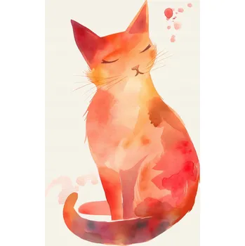 Plakát Plakát Akvarelová Kočka bez rámu 61 x 90,5 cm