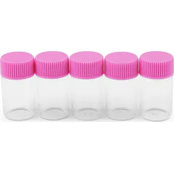Dóza na potraviny Skleněná lahvička s plastovým víčkem 20x40 mm Varianta: 2 pink transparent, Balení: 20 lahv.