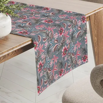 ubrus Dekorační běhoun na stůl PML-043 Tropické květy na šedém 20x120 cm