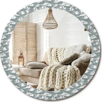 Zrcadlo Dekorativní kulaté zrcadlo na zeď s potiskem na skle Loft Mraky průměr 80 cm