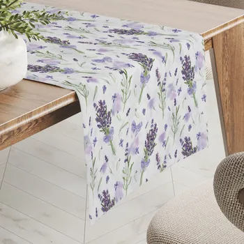 ubrus Dekorační běhoun na stůl PML-085 Snítky levandulí na bílém 20x160 cm