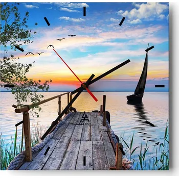 Hodiny Velké nástěnné hodiny 40x40 Krajina Skleněné hodiny Tiché