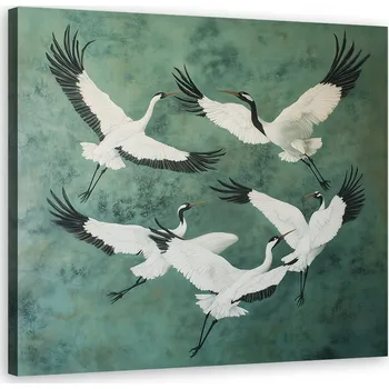 Obraz OBRAZ NA PLÁTNĚ NA ZEĎ PTÁCI ZVÍŘATA ZELENÝ 60x60