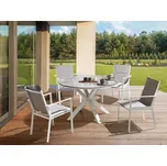 Sada zahradního nábytku šedý hliníkový kulatý jídelní stůl s mramorovým efektem 4 židle moderní design Beliani