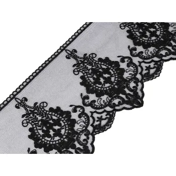 Vyšívaný prýmek na monofilu šíře 15 cm, barva černá