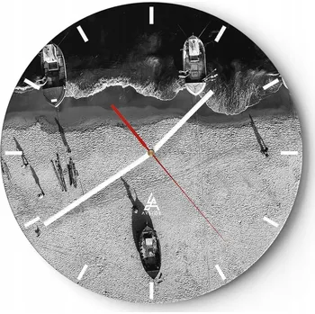 Hodiny Nástěnné hodiny do kuchyně 30x30 Pláž Skleněné hodiny do obýváku Loft Tiché