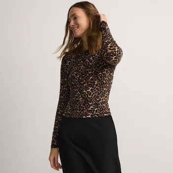 Dámské tričko Reserved - Tričko s dlouhými rukávy se zvířecím vzorem - vícebarevná - 3379P-MLC - 3379P-MLC-XL