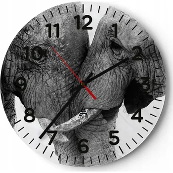 Hodiny Velké nástěnné hodiny na zeď 40x40 Slon Skleněné hodiny Kulatý Tiché