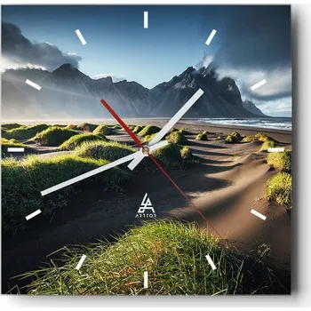 Hodiny Velké nástěnné hodiny 40x40 Krajina Skleněné hodiny Tiché