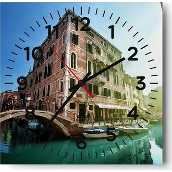 Hodiny Nástěnné hodiny do obýváku 40x40 Město Bez Hlučné Skleněné hodiny Tiché