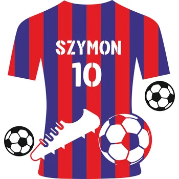 Dětské svítidlo Noční Lampa na zeď Fotbalový míč Modrá Červená Klubový teplákovka Jméno