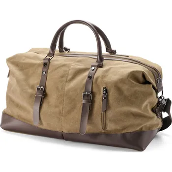 Cestovní taška Sportovní taška z hořčicově žlutého plátna a hnědé kůže - Trendhim