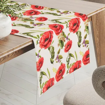 ubrus Dekorační běhoun na stůl PML-101 Vlčí máky na bílém 20x120 cm