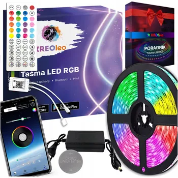 LED páska LED pásek KREOleo 5 m vícebarevný voděodolný IP65 s dálkovým ovládáním a aplikací