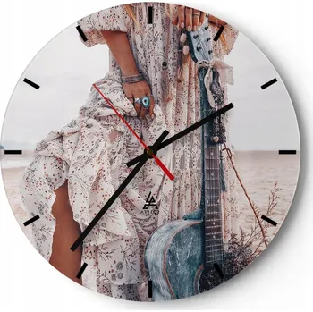 Hodiny Velké nástěnné hodiny na zeď 40x40 Žena Skleněné hodiny Kulatý Tiché