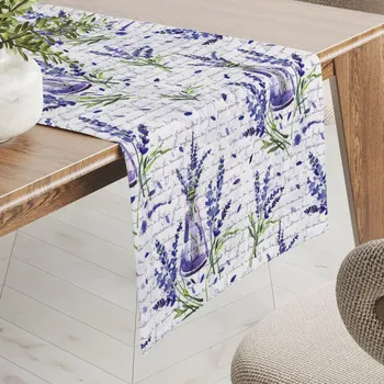 ubrus Dekorační běhoun na stůl PML-082 Snítky levandulí s vázičkami 20x120 cm