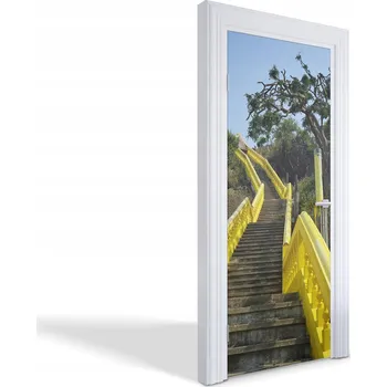 Fototapeta Dekorativní samolepka na dveře do obýváku, kuchyně nebo ložnice – Žluté schody 75x205 cm