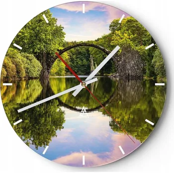 Hodiny Nástěnné hodiny do kuchyně 30x30 Krajina Skleněné hodiny do obýváku Tiché