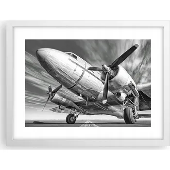 Obraz Obraz plakát v bílém rámu do obýváku 40x30, foto plakáty na zeď – letadlo