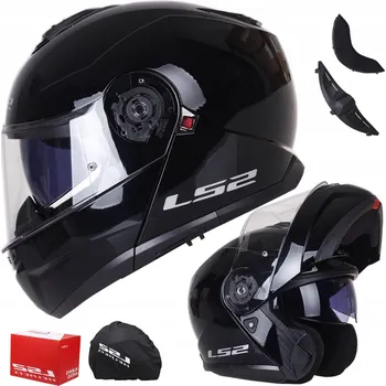 Helma na motorku Výklopná helma LS2 FF908 STROBE II SOLID BLACK s homologací ECE 22.06