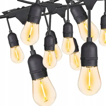 Dekorativní svítidlo GIRLANDA zahradní světelný řetěz 10m, až 10 žárovek, černý, napájení ze sítě