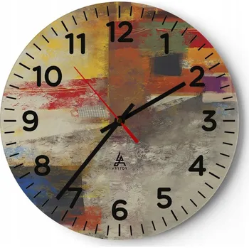 Hodiny Nástěnné hodiny do obýváku 40x40 Abstrakce Kulatý Skleněné hodiny Loft Tiché