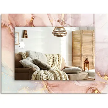 Zrcadlo Stylové obdélníkové Zrcadlo na zeď 80x60 cm s abstraktní akvarelovou malbou