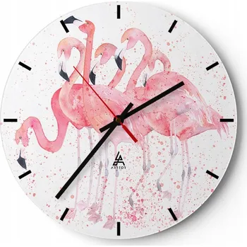 Hodiny Nástěnné hodiny do kuchyně 30x30 Plameňáci Skleněné hodiny do obýváku Loft Tiché